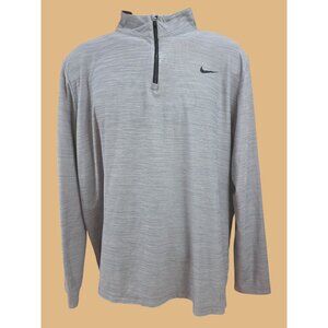 Nike Mens Dri-Fit Long Sleeve 1/4 Zip Shirt Large Gray